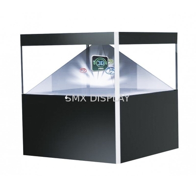 360 derecelik 3 boyutlu Piramit Hologram Ekranı Vitrin / Açık 3 boyutlu Hologram Piramit Holobox Saat Camı