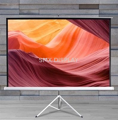 Kalite Fiberglas Projektör Çekme Ekranı 84 "Zemin Standı Dış Mekan İçin Geri Çekilebilir Fabrika